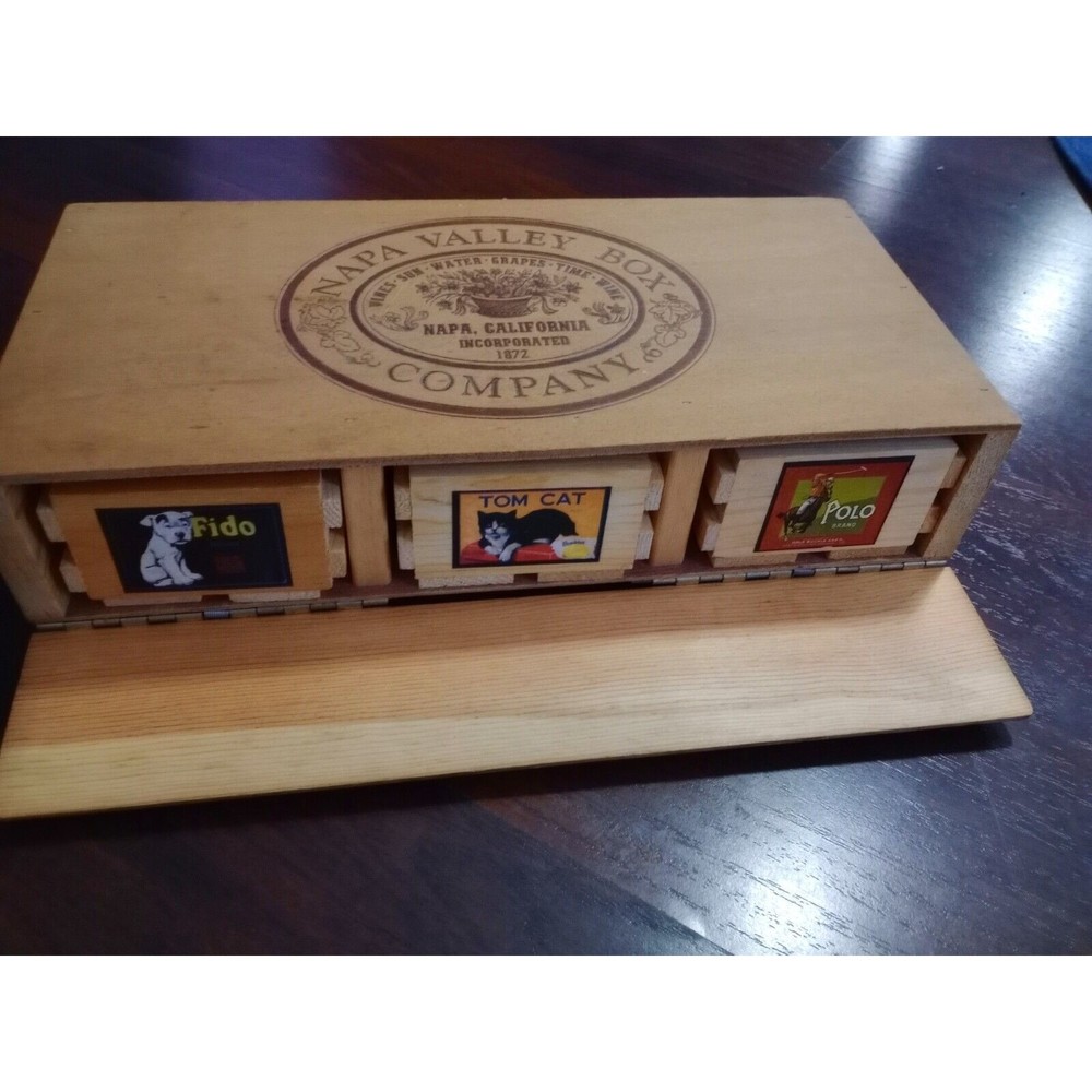 Vintage Napa Valley Storage Case W/ 3 Pull-Out Drawers, Rare Self-Closing Door